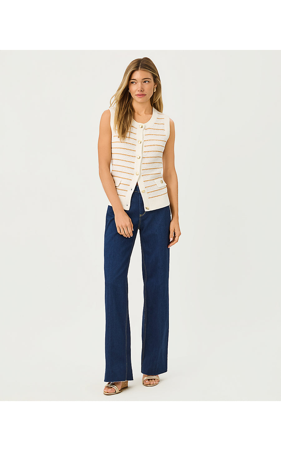 SHAYNA SWEATER VEST, COCONUT PALM TREE STRIPE