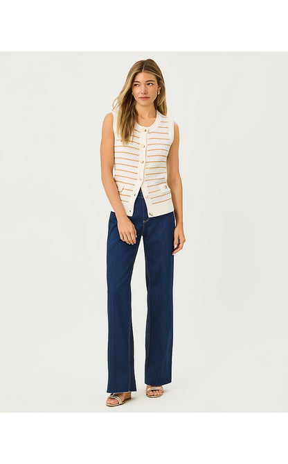 SHAYNA SWEATER VEST, COCONUT PALM TREE STRIPE