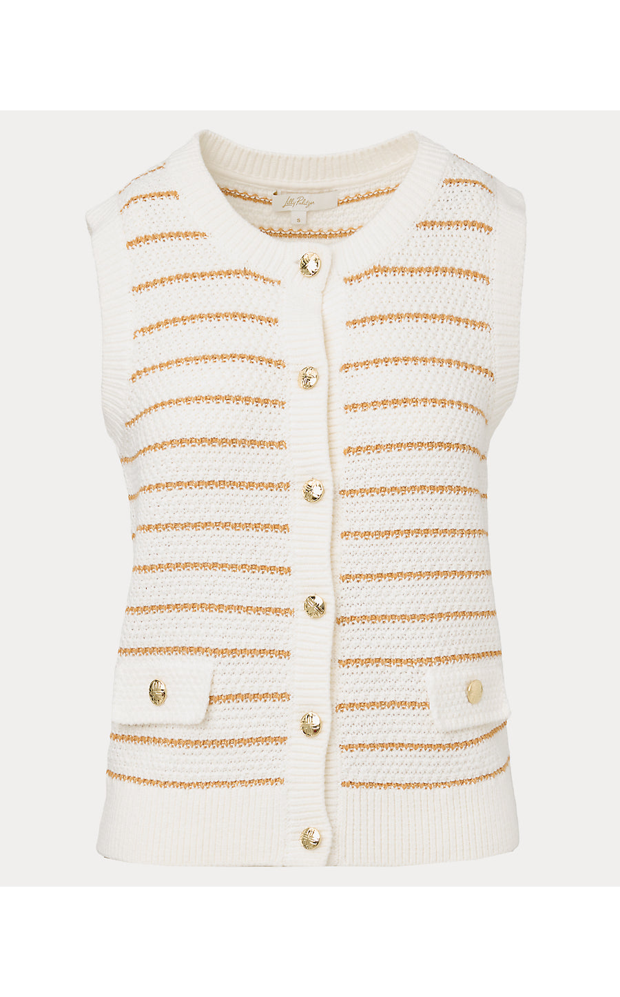 SHAYNA SWEATER VEST, COCONUT PALM TREE STRIPE