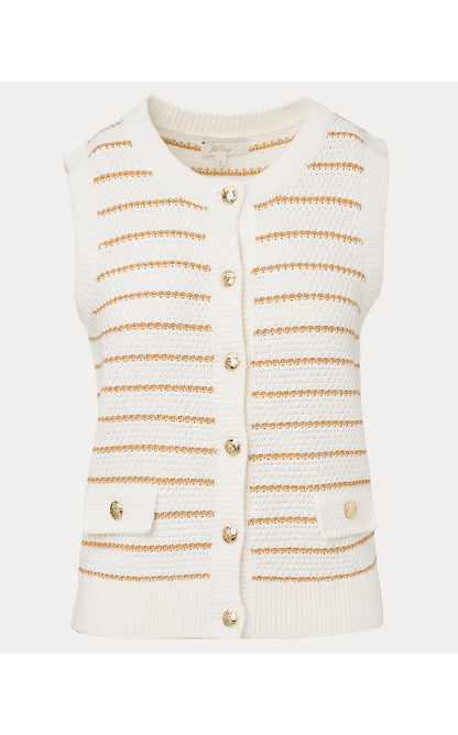 SHAYNA SWEATER VEST, COCONUT PALM TREE STRIPE