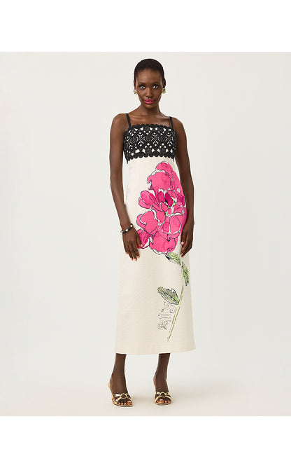 VENA STRETCH MAXI DRESS, COCONUT OVERSIZED BIG LILLYS ENGINEERED WOVEN MAXI