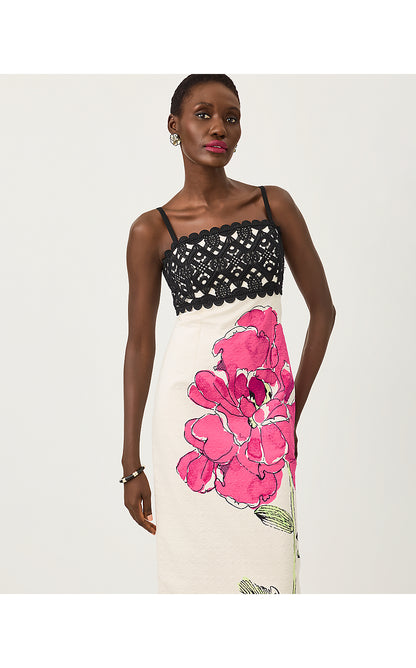 VENA STRETCH MAXI DRESS, COCONUT OVERSIZED BIG LILLYS ENGINEERED WOVEN MAXI