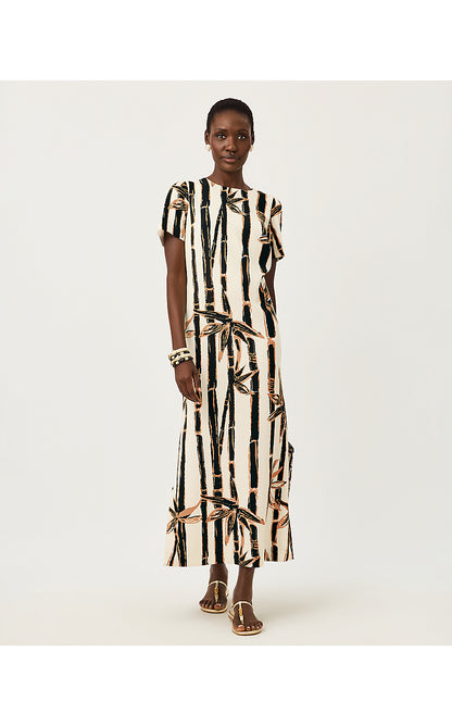 ENIID MAXI DRESS, COCONUT BAMBOO BLISS ENGINEERED WOVEN MAXI