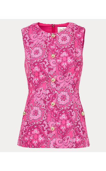 EUGENIA SLEEVELESS TOP, PINK ASTER THE CASBAH ALLOVER