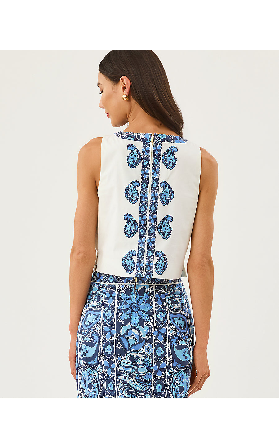 ANNALEESE SLEEVELESS TOP, LOW TIDE NAVY THE CASBAH ENGINEERED WOVEN TOP