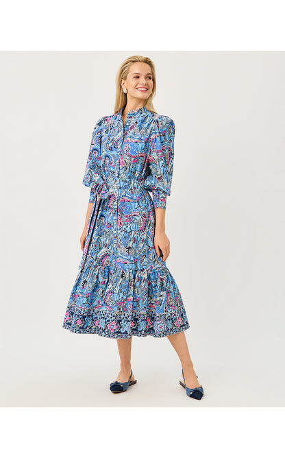 DRENA MIDI DRESS, MULTI PAISLEY PARADE ENGINEERED WOVEN SHIRTDRESS