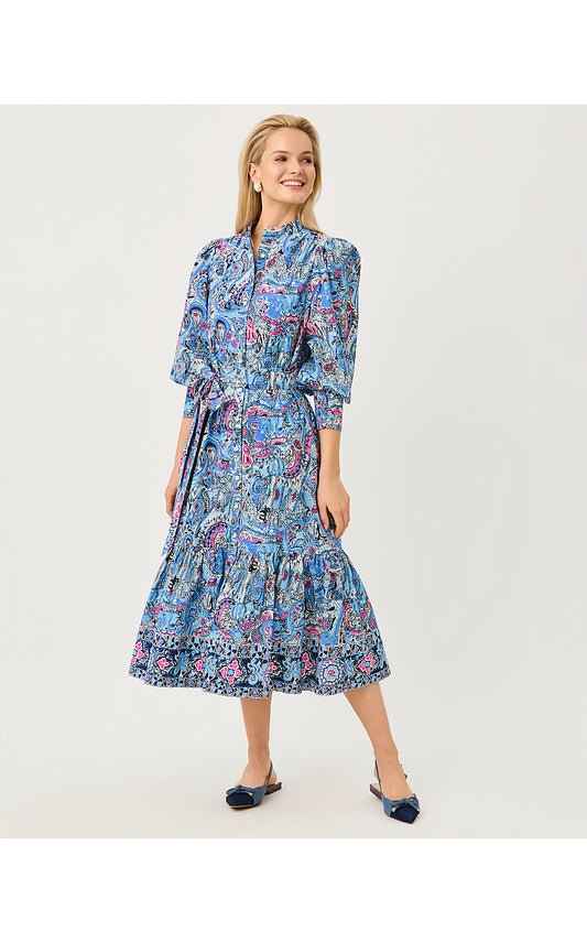 DRENA MIDI DRESS, MULTI PAISLEY PARADE ENGINEERED WOVEN SHIRTDRESS