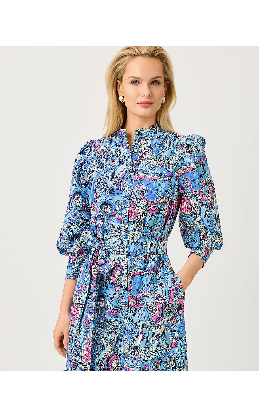 DRENA MIDI DRESS, MULTI PAISLEY PARADE ENGINEERED WOVEN SHIRTDRESS
