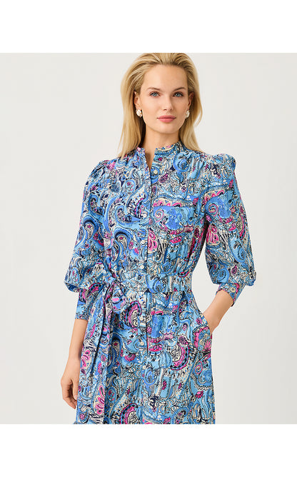 DRENA MIDI DRESS, MULTI PAISLEY PARADE ENGINEERED WOVEN SHIRTDRESS