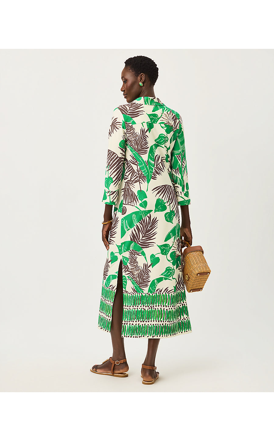 MANDI UPF 50+ MIDI DRESS, VANILLA SPICE OVERSIZED HIDE AND LEAF ENGINEERED CHILLYLILLY