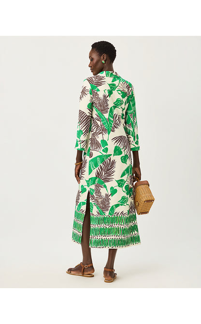 MANDI UPF 50+ MIDI DRESS, VANILLA SPICE OVERSIZED HIDE AND LEAF ENGINEERED CHILLYLILLY