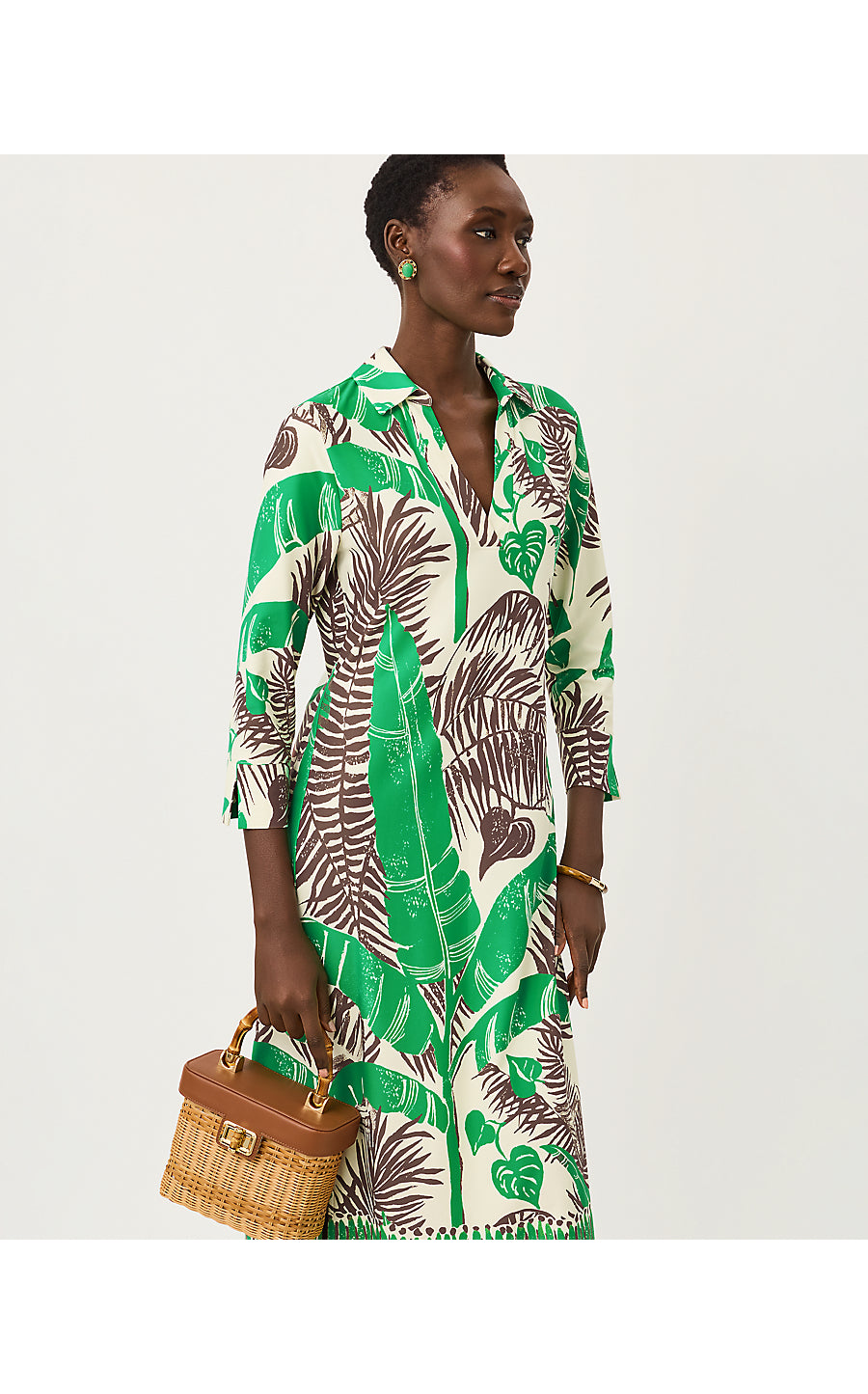 MANDI UPF 50+ MIDI DRESS, VANILLA SPICE OVERSIZED HIDE AND LEAF ENGINEERED CHILLYLILLY