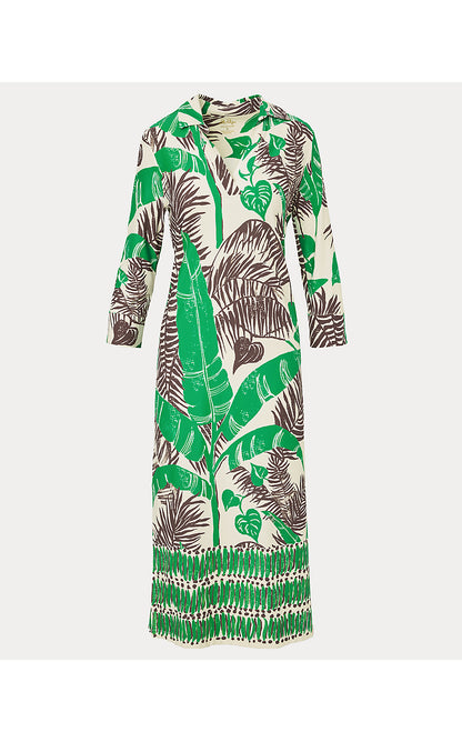 MANDI UPF 50+ MIDI DRESS, VANILLA SPICE OVERSIZED HIDE AND LEAF ENGINEERED CHILLYLILLY