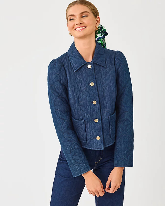 Peyser Quilted Denim Jacket - Dark Wash Butterfly Quilted Indigo Denim