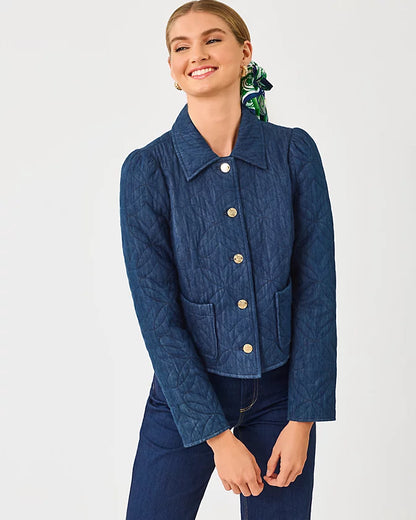Peyser Quilted Denim Jacket - Dark Wash Butterfly Quilted Indigo Denim