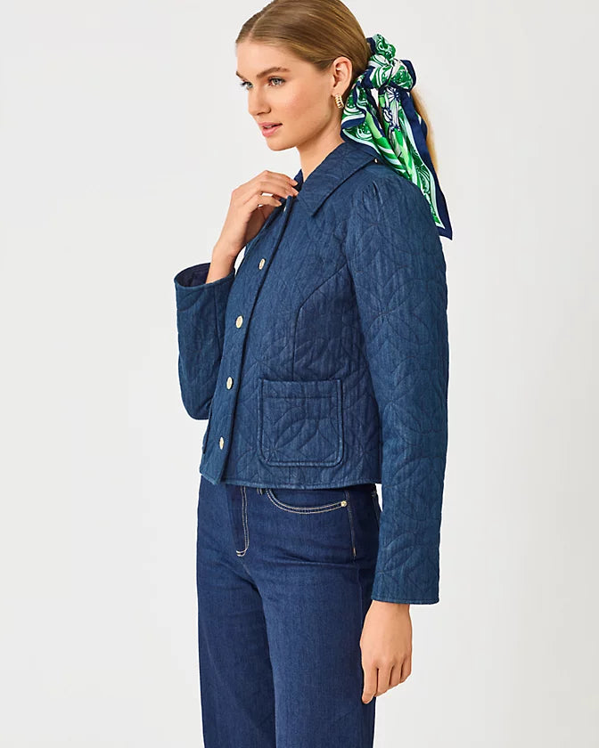 Peyser Quilted Denim Jacket - Dark Wash Butterfly Quilted Indigo Denim
