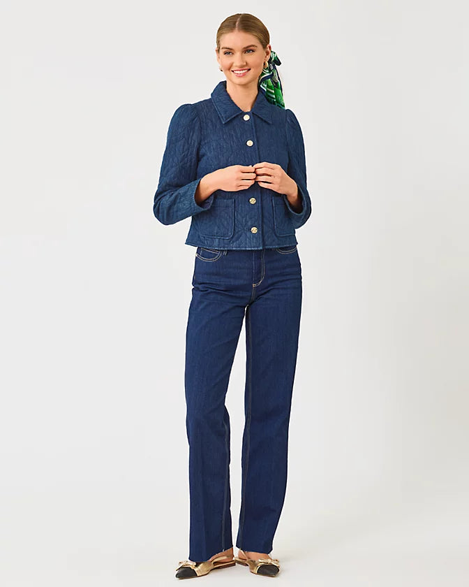 Peyser Quilted Denim Jacket - Dark Wash Butterfly Quilted Indigo Denim