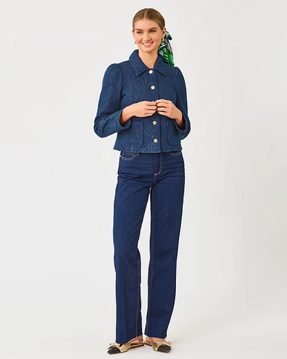 Peyser Quilted Denim Jacket - Dark Wash Butterfly Quilted Indigo Denim