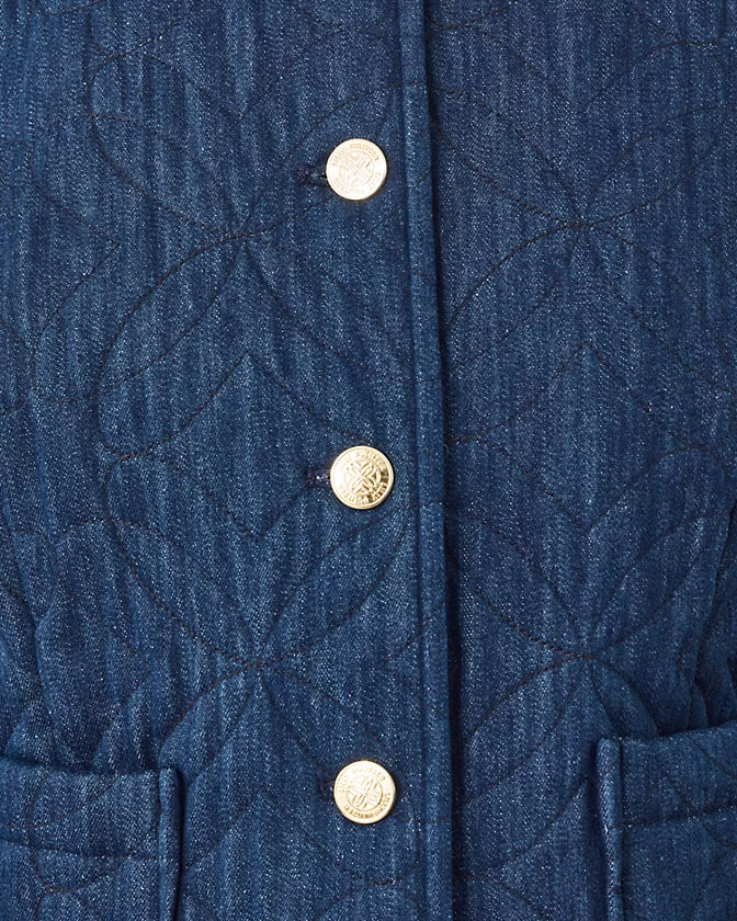 Peyser Quilted Denim Jacket - Dark Wash Butterfly Quilted Indigo Denim