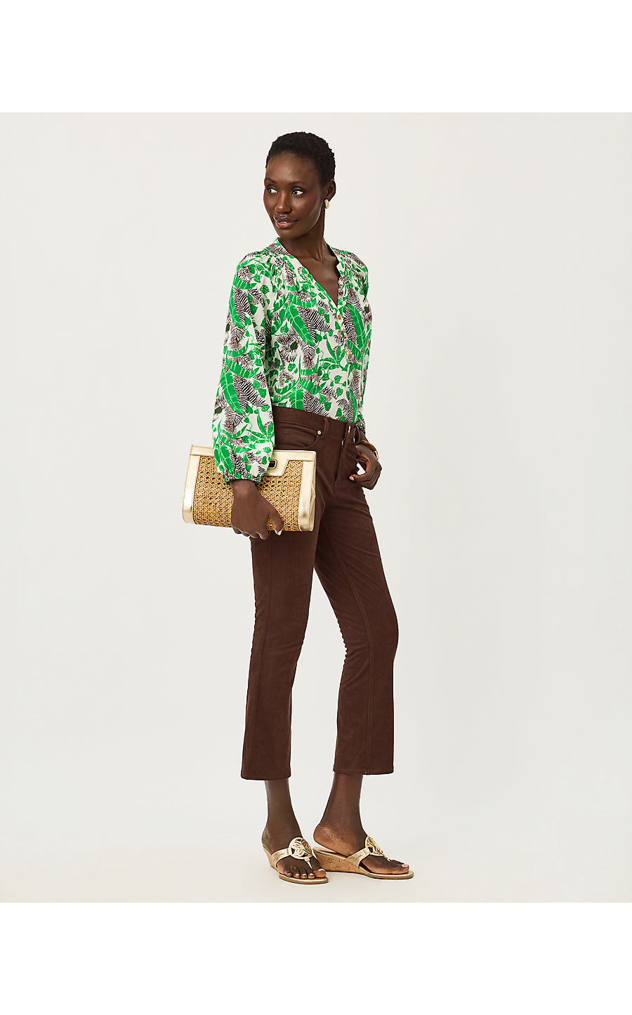 ANNET HIGH RISE CROP FLARE PANT, COCO BEACH