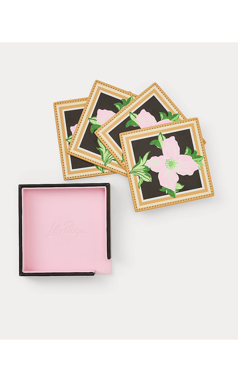 GWP SET OF 4 COASTERS, ONYX WINDOW SHOPPER GWP COASTER FLORAL MOTIF