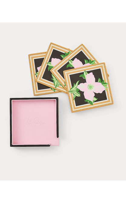 GWP SET OF 4 COASTERS, ONYX WINDOW SHOPPER GWP COASTER FLORAL MOTIF