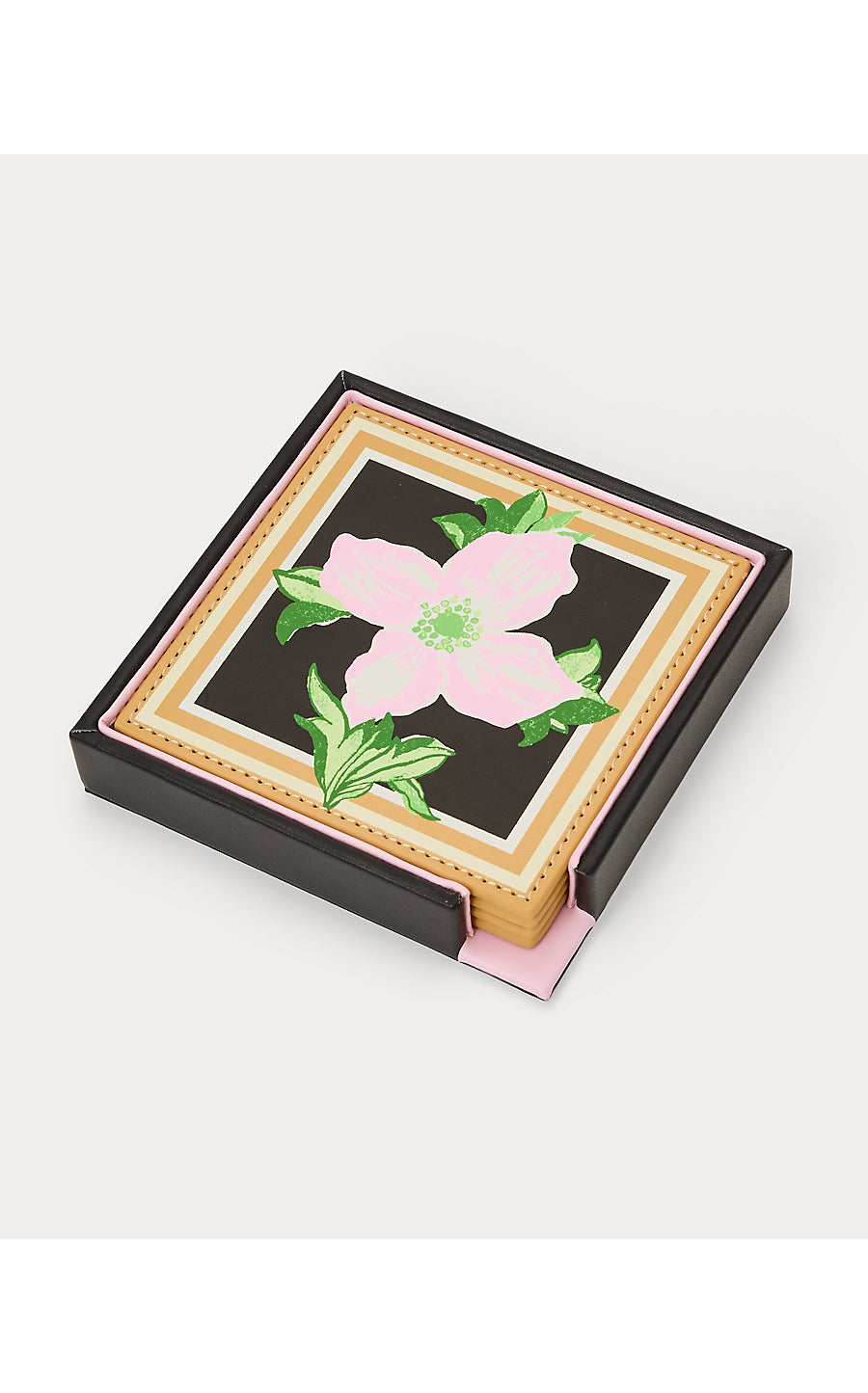 GWP SET OF 4 COASTERS, ONYX WINDOW SHOPPER GWP COASTER FLORAL MOTIF