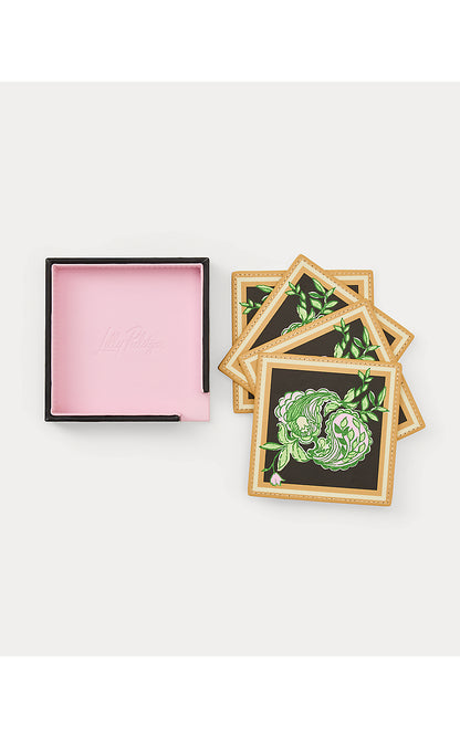 GWP SET OF 4 COASTERS, ONYX WINDOW SHOPPER GWP COASTER FLORAL MOTIF