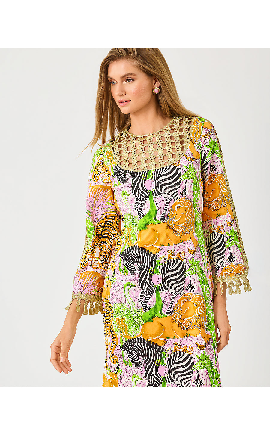 STROTHERS STRETCH MAXI SHIFT, MULTI LILLYS ZOO ENGINEERED WOVEN MAXI