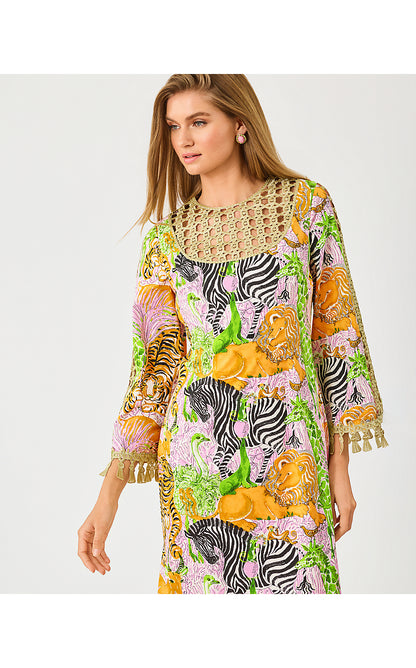 STROTHERS STRETCH MAXI SHIFT, MULTI LILLYS ZOO ENGINEERED WOVEN MAXI
