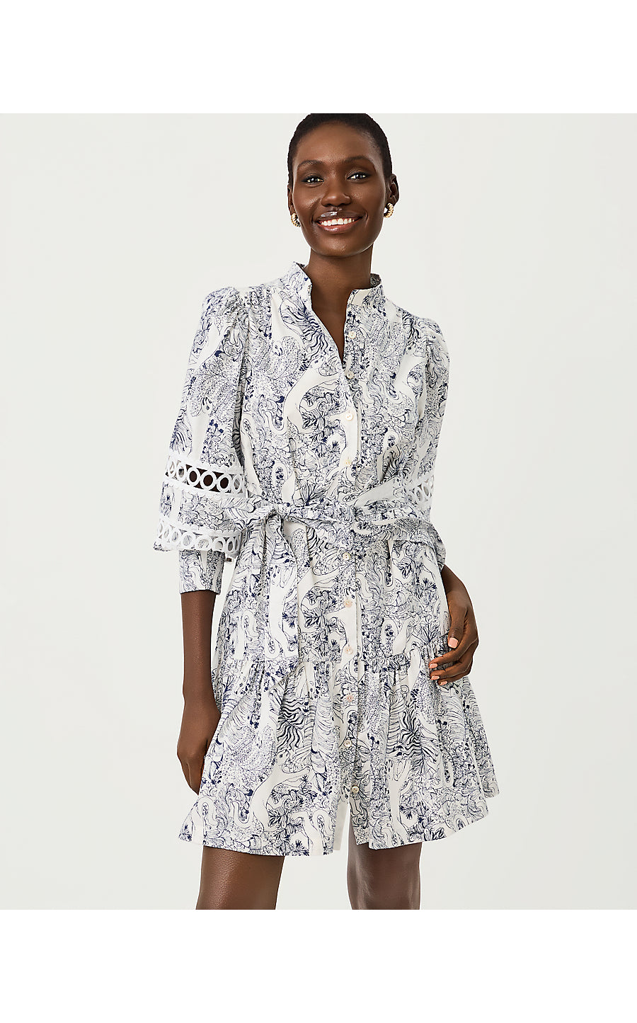 DRENA DRESS, COCONUT LIL PALM PROWL