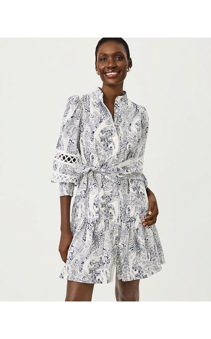 DRENA DRESS, COCONUT LIL PALM PROWL