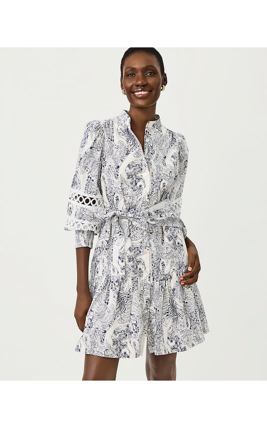 DRENA DRESS, COCONUT LIL PALM PROWL