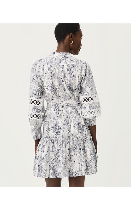 DRENA DRESS, COCONUT LIL PALM PROWL