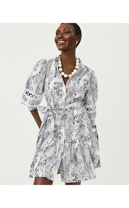 DRENA DRESS, COCONUT LIL PALM PROWL