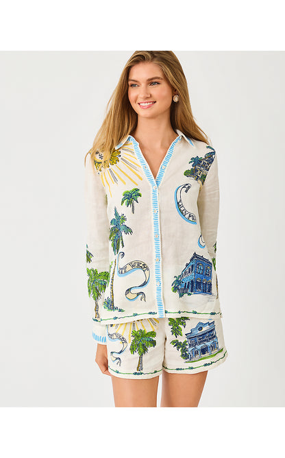 CROIX LINEN SHORT, COCONUT KEY WEST TOILE ENGINEERED SHORT