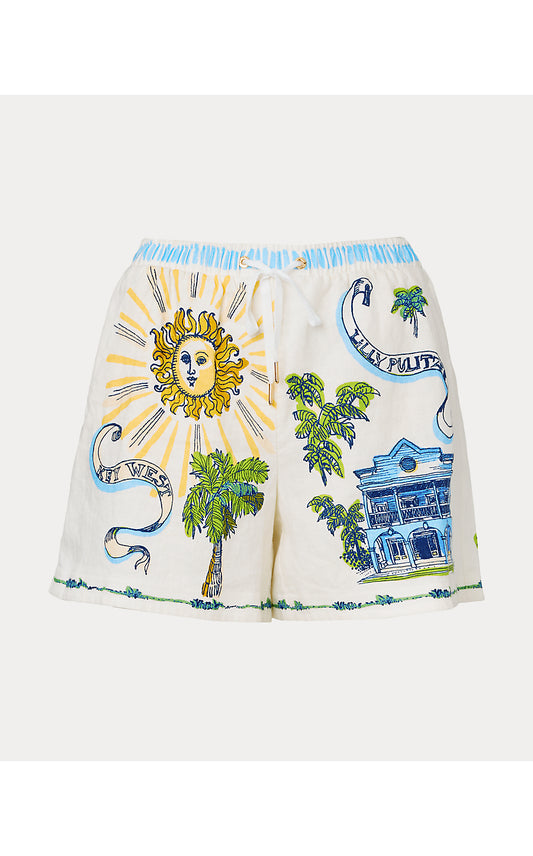 CROIX LINEN SHORT, COCONUT KEY WEST TOILE ENGINEERED SHORT