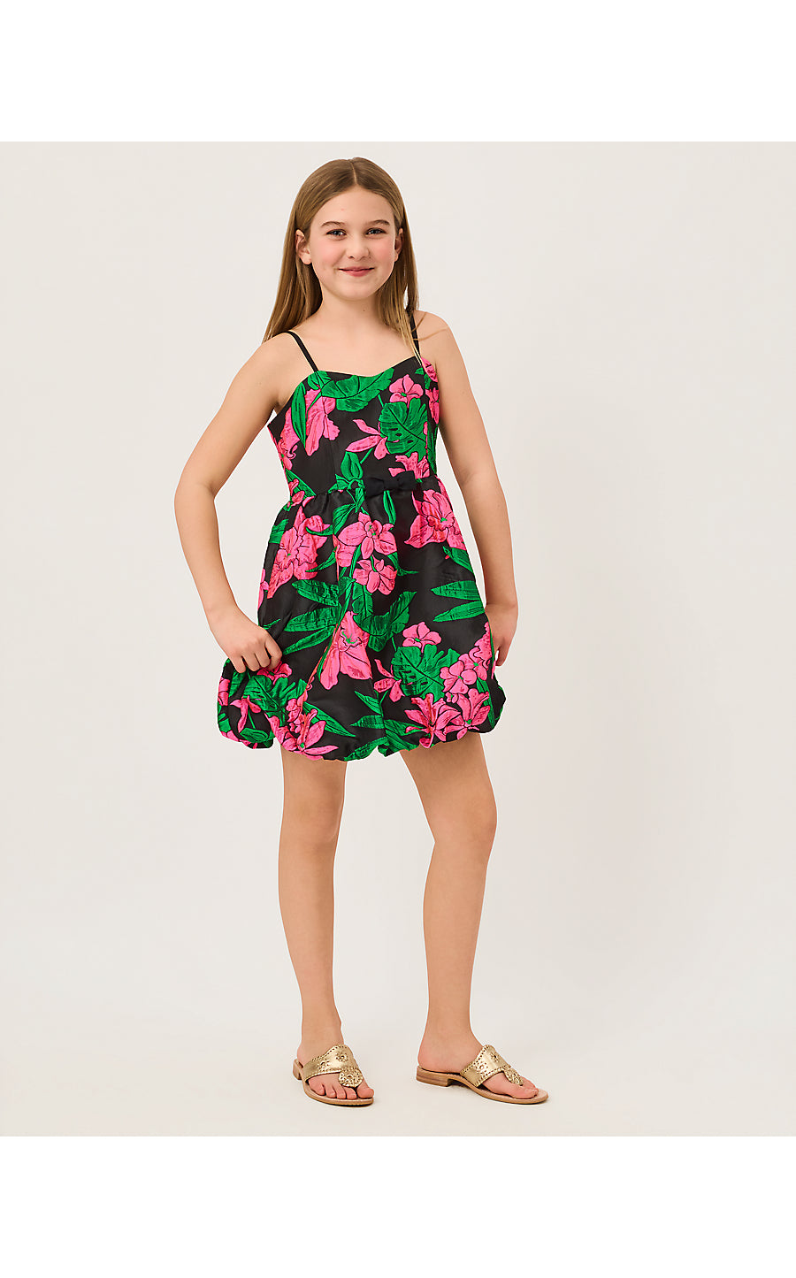 MINI BOWMAN DRESS, NOIR JUNGLE BOUQUET JACQUARD