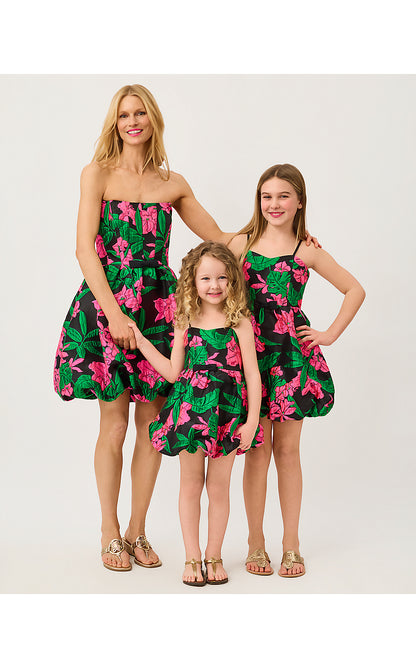 MINI BOWMAN DRESS, NOIR JUNGLE BOUQUET JACQUARD