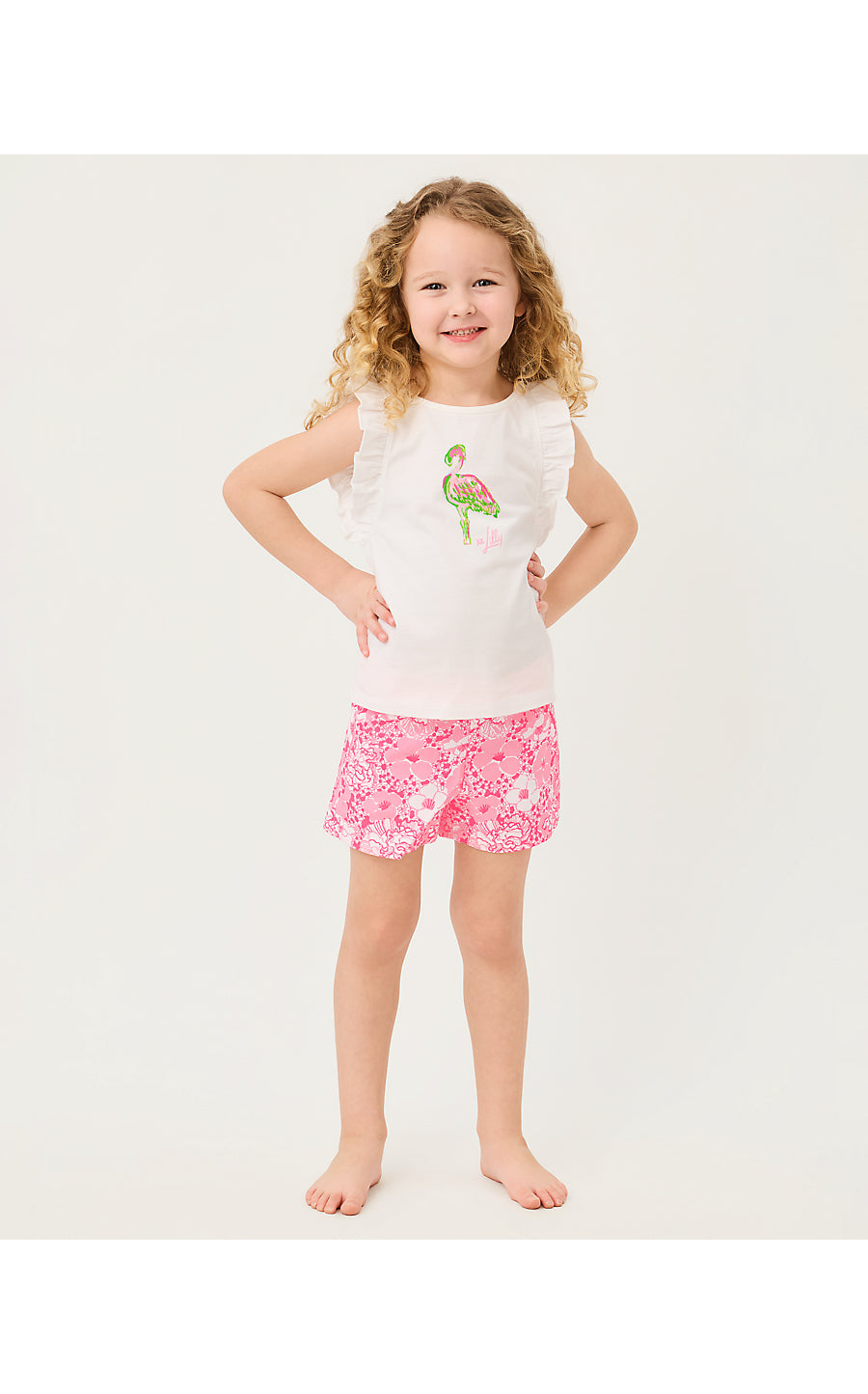 CHICKIE RUFFLE TOP, MULTI ON PARADE GRAPHIC