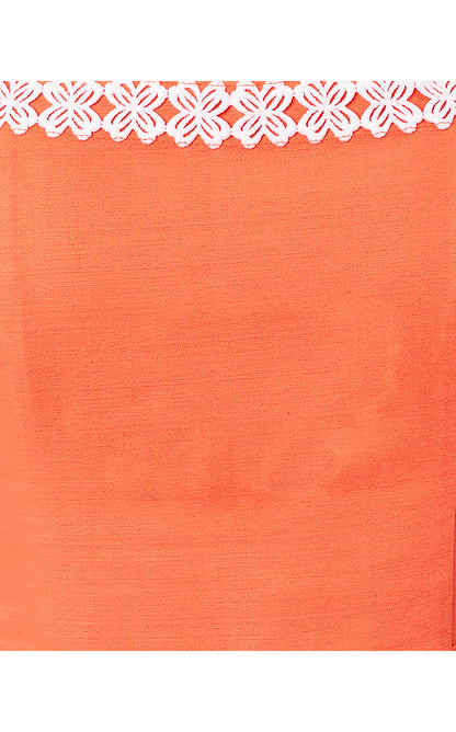 ISLEEN SKIRTED ROMPER, SUNSET ORANGE
