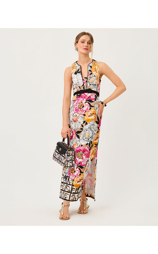 SAYBINE STRETCH MAXI SHIFT, ICED LATTE PEONY PERFECTION ENGINEERED WOVEN MAXI SHIFT