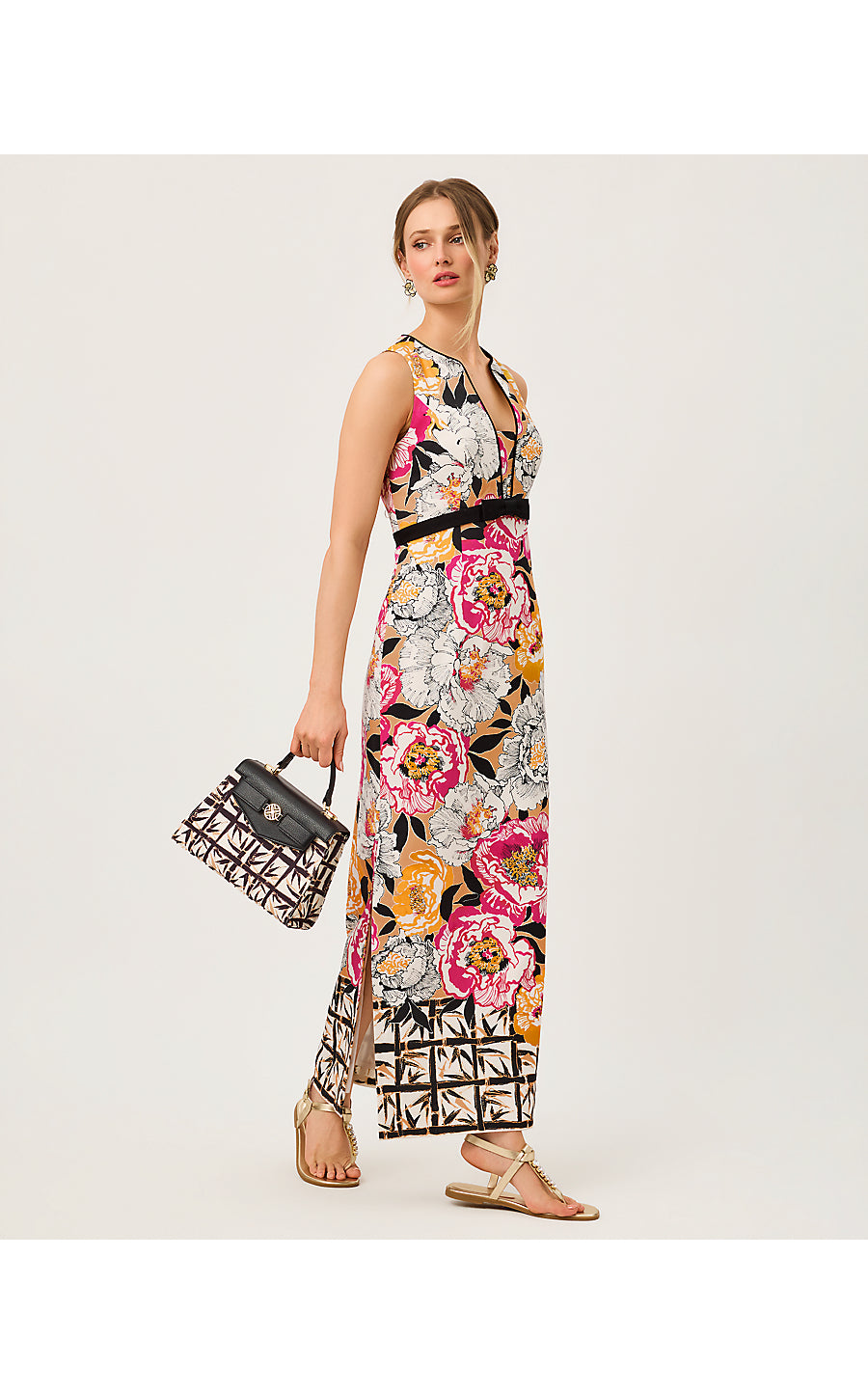 SAYBINE STRETCH MAXI SHIFT, ICED LATTE PEONY PERFECTION ENGINEERED WOVEN MAXI SHIFT
