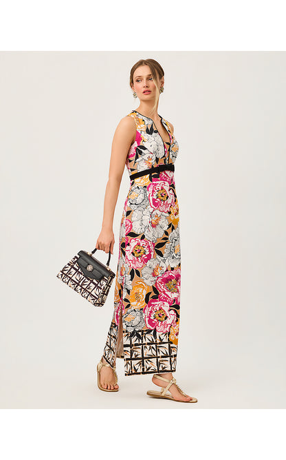 SAYBINE STRETCH MAXI SHIFT, ICED LATTE PEONY PERFECTION ENGINEERED WOVEN MAXI SHIFT