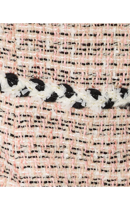 BERNETTE SHORT SLEEVE BOUCLE DRESS, FESTIVAL BLOOM RIBBON STRIPE BOUCLE