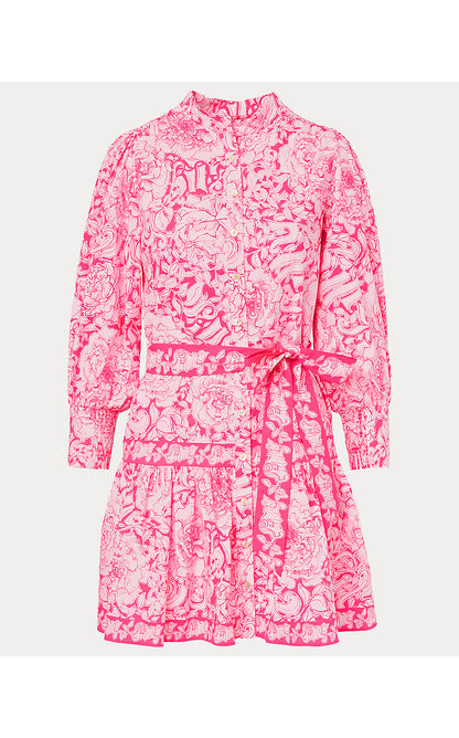 DRENA DRESS, PINK ASTER A ROSE BY ANY OTHER NAME ENGINEERED WOVEN DRESS
