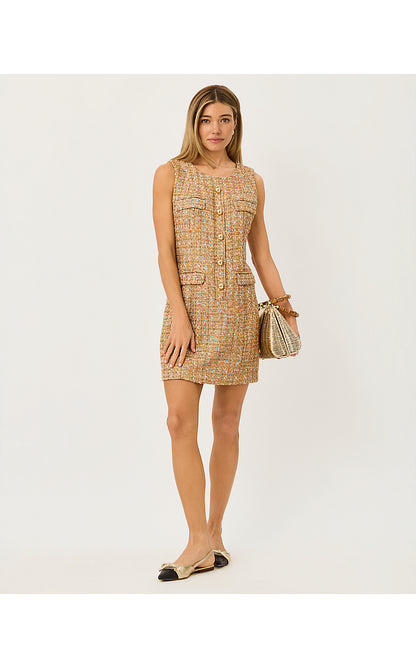 BINDY SHIFT ROMPER, ICED LATTE GOLDEN AGE EYELASH BOUCLE