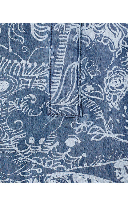 MIALEIGH TOP, INDIGO ALL DAY CHAMBRAY PAISLEY PARADE PIGMENT