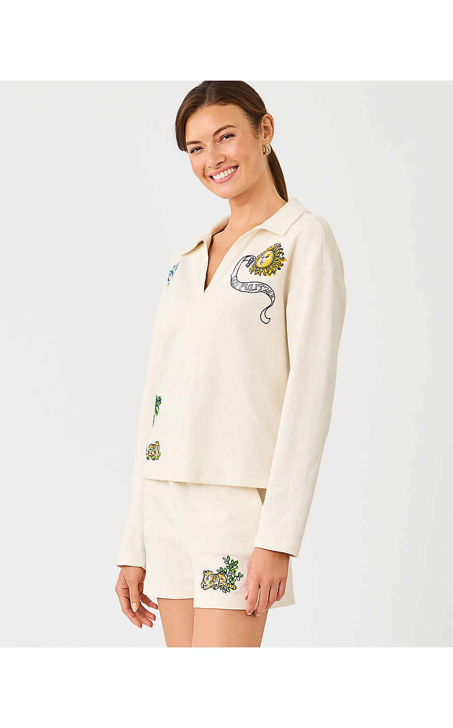 CORVAYA PULLOVER, MULTI TROPICAL EMBELLISHMENT
