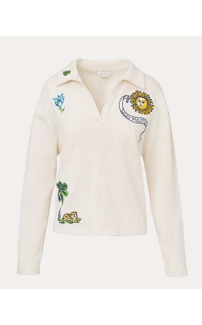 CORVAYA PULLOVER, MULTI TROPICAL EMBELLISHMENT